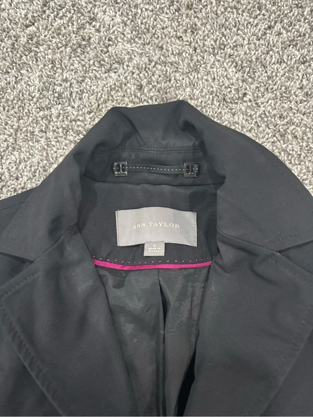 Ann Taylor Navy Single-Breasted Long Trench Coat